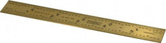 Fowler - 6" Long, 1/100, 1/64, 1/32, 1/10" Graduation, Rigid Steel Rule - 5R Graduation Style, 3/4" Wide, Yellow, Titanium Finish - Exact Tool & Supply