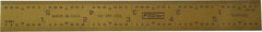 Fowler - 6" Long, 1/64, 1/32" and 0.5, 1mm Graduation, Rigid Steel Rule - English/Metric Graduation Style, 1/2" Wide, Yellow, Titanium Finish - Exact Tool & Supply