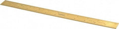 Fowler - 12" Long, 1/64, 1/32" and 0.5, 1mm Graduation, Rigid Steel Rule - English/Metric Graduation Style, 1/2" Wide, Yellow, Titanium Finish - Exact Tool & Supply