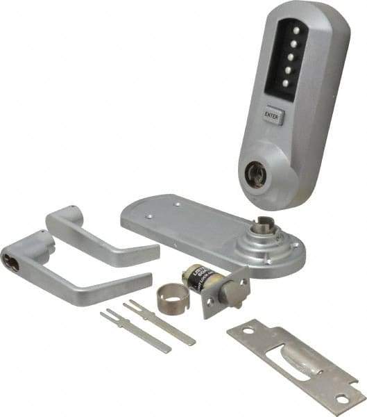 Kaba Access - Extra Heavy Duty Pushbutton Lock Lever Lockset - 2-3/4" Back Set, 6 or 7 Pin Length Best & Compatible Cylinder (Core Not Included), Satin Chrome Finish - Exact Tool & Supply