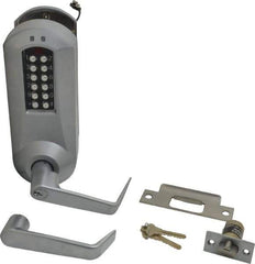 Kaba Access - Extra Heavy Duty Pushbutton Lock Lever Lockset - 2-3/4" Back Set, Key In Lever Cylinder - Exact Tool & Supply
