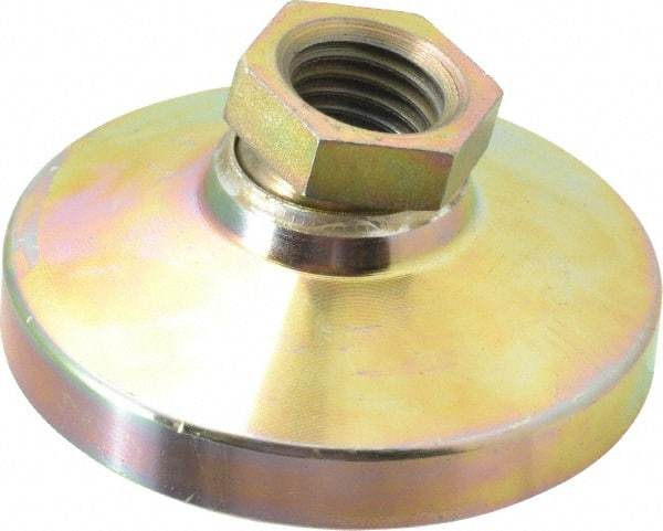 Gibraltar - 3357 kg Capacity, M20 Thread, 38mm OAL, Steel Stud, Tapped Pivotal Socket Mount Leveling Pad - 76mm Base Diam, Steel Pad, 27mm Hex - Exact Tool & Supply