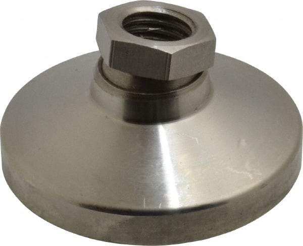 Gibraltar - 2721 kg Capacity, M16 Thread, 31.7mm OAL, Steel Stud, Tapped Pivotal Socket Mount Leveling Pad - 63.5mm Base Diam, Stainless Steel Pad, 22mm Hex - Exact Tool & Supply