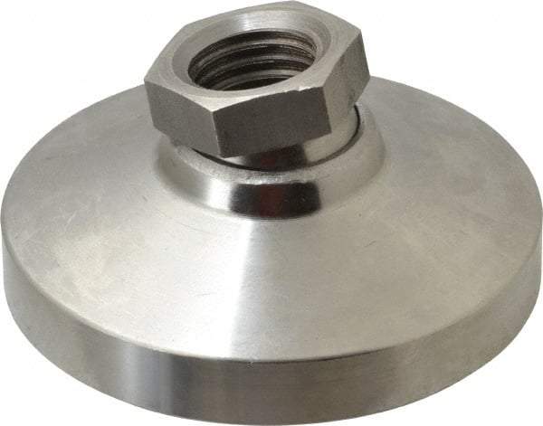 Gibraltar - 3357 kg Capacity, M20 Thread, 38mm OAL, Steel Stud, Tapped Pivotal Socket Mount Leveling Pad - 76mm Base Diam, Stainless Steel Pad, 27mm Hex - Exact Tool & Supply