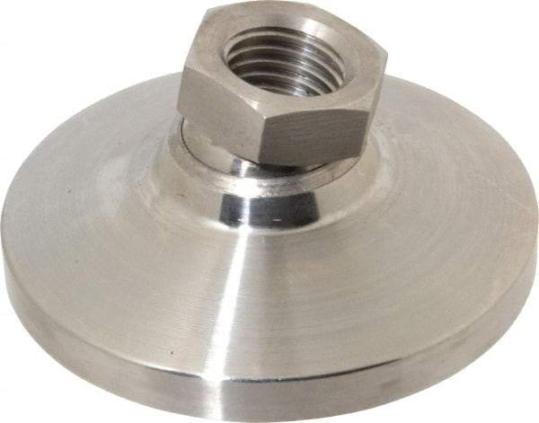 Gibraltar - 9072 kg Capacity, M24 Thread, 47.6mm OAL, Steel Stud, Tapped Pivotal Socket Mount Leveling Pad - 101mm Base Diam, Stainless Steel Pad, 35mm Hex - Exact Tool & Supply
