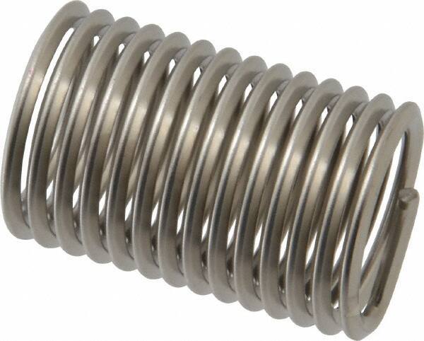 Recoil - 7/8-9 UNC, 1-3/4" OAL, Free Running Helical Insert - 13-3/4 Free Coils, Tanged, Stainless Steel, Bright Finish, 2D Insert Length - Exact Tool & Supply