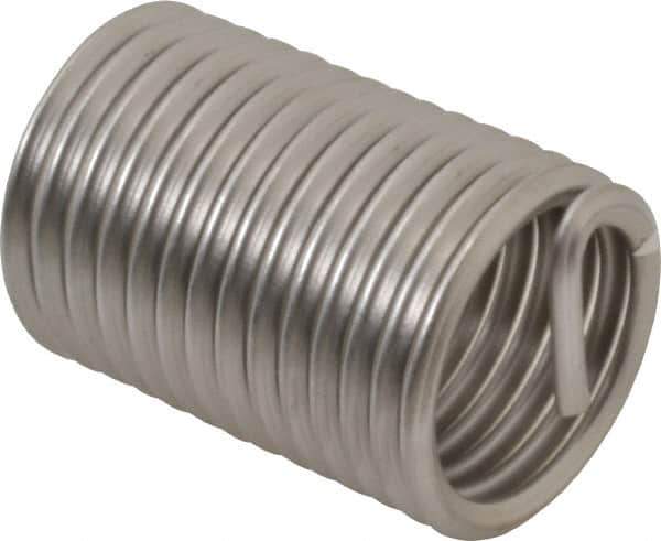 Recoil - 1-8 UNC, 2" OAL, Free Running Helical Insert - 14 Free Coils, Tanged, Stainless Steel, Bright Finish, 2D Insert Length - Exact Tool & Supply