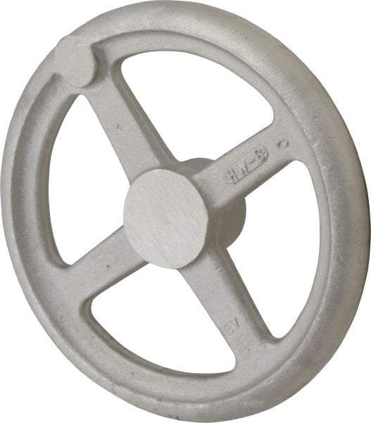 Morton Machine Works - 8", 4 Spoke Straight Handwheel - 1.9" Hub, Aluminum, Plain Finish - Exact Tool & Supply