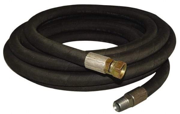 Made in USA - 25' Long, 1/2" Fitting, Boss Female x Male Fitting, -40 to 212°F, Nitrile High Temp & High Pressure Hose - 1/2" Inside x 1" Outside Diam, Black, 1,000 psi - Exact Tool & Supply