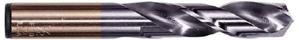 Hertel - 0.386" 135° Spiral Flute Cobalt Screw Machine Drill Bit - TiAlN Finish, Right Hand Cut, 1-7/8" Flute Length, 3-1/4" OAL, Split Point, Straight Shank - Exact Tool & Supply