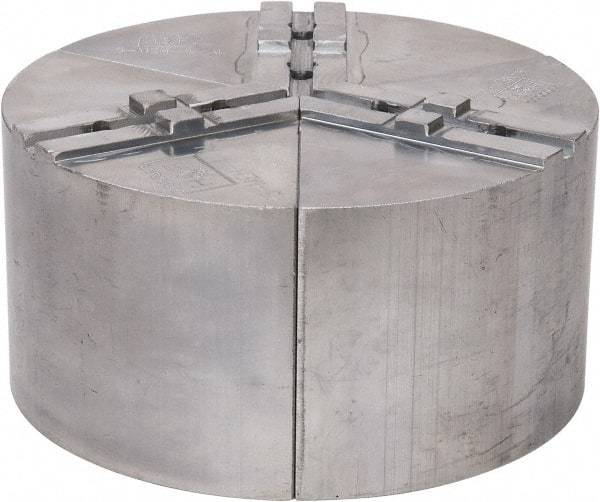 H & R Manufacturing - 8" Chuck Capacity, Tongue & Groove Attachment, Round Soft Lathe Chuck Jaw - 3 Jaws, Aluminum, 1-3/4" Btw Mount Hole Ctrs, 4" Long x 8" Wide x 4" High, 5/16" Groove - Exact Tool & Supply