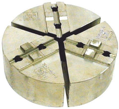 H & R Manufacturing - 10" Chuck Capacity, Tongue & Groove Attachment, Round Soft Lathe Chuck Jaw - 3 Jaws, Aluminum, 2-1/8" Btw Mount Hole Ctrs, 5" Long x 10" Wide x 2" High, 1/2" Groove - Exact Tool & Supply