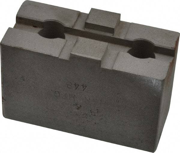 H & R Manufacturing - 6" Chuck Capacity, Tongue & Groove Attachment, Square Soft Lathe Chuck Jaw - Steel, 1-1/2" Btw Mount Hole Ctrs, 2-5/8" Long x 1-1/4" Wide x 1-5/8" High, 5/16" Groove - Exact Tool & Supply