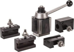 Aloris - Series CA Tool Post Holder & Set for 14 to 20" Lathe Swing - 5 Piece, Includes Style 1 Turning/Facing Holder, Style 2 Boring/Turning/Facing Holder, Style 4D Heavy-Duty Boring Bar Holder, Style 7 Universal Parting Blade Holder, Tool Post - Exact Tool & Supply