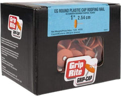 Value Collection - 2D, 12 Gauge, 1" OAL Roofing Nails - Ring Shank, 18-8 Steel, Zinc-Plated Finish - Exact Tool & Supply