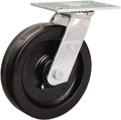 Hamilton - 8" Diam x 2" Wide x 9-1/2" OAH Top Plate Mount Swivel Caster - Phenolic, 900 Lb Capacity, Straight Roller Bearing, 4-1/2 x 6-1/4" Plate - Exact Tool & Supply