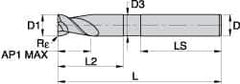 Kennametal - 0.787", 2 Flute, Single End, Solid Carbide, 0.5mm Corner Radius End Mill - 115mm OAL, 45° Helix, Right Hand Flute, 30mm LOC, Right Hand Cut, - Exact Tool & Supply