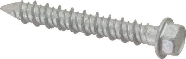 Made in USA - 1/4" Diam, 1-3/4" Length Under Head, Hex Drive, Concrete Screw & Masonry Fastener - Stainless Steel, Climashield Finish, Includes Drill Bit - Exact Tool & Supply