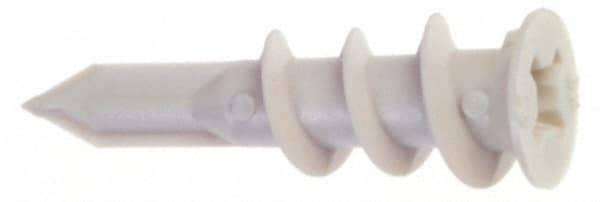 Buildex - #6 Screw, 3/8" Diam, 1-5/16" Long, 3/8 to 3/4" Thick, Self Drilling Drywall & Hollow Wall Anchor - Nylon, Grade 6/6, Use in Drywall - Exact Tool & Supply