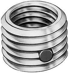 Made in USA - 1-8 Internal, 1-3/8 - 12 External, UNC, 1-1/4" Insert Length, Thread Locking Repair Inserts - Carbon Steel, Zinc Plate Finish, Grade 303 - Exact Tool & Supply
