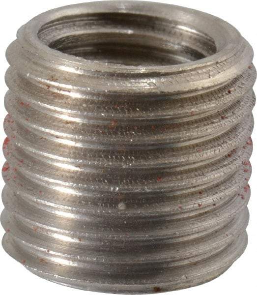 Made in USA - 7/16-14 Internal, 9/16-18 External, UNC, 17/32" Insert Length, Thread Locking Repair Inserts - Stainless Steel, Bright Finish, Grade 303 - Exact Tool & Supply