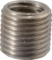 Made in USA - 7/16-14 Internal, 9/16-18 External, UNC, 17/32" Insert Length, Thread Locking Repair Inserts - Stainless Steel, Bright Finish, Grade 303 - Exact Tool & Supply