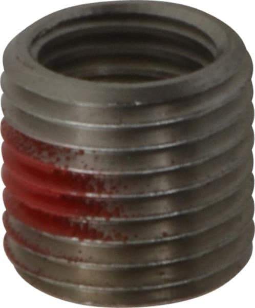 Made in USA - 7/16-20 Internal, 9/16-18 External, UNF, 17/32" Insert Length, Thread Locking Repair Inserts - Stainless Steel, Bright Finish, Grade 303 - Exact Tool & Supply