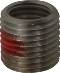 Made in USA - 7/16-20 Internal, 9/16-18 External, UNF, 17/32" Insert Length, Thread Locking Repair Inserts - Stainless Steel, Bright Finish, Grade 303 - Exact Tool & Supply