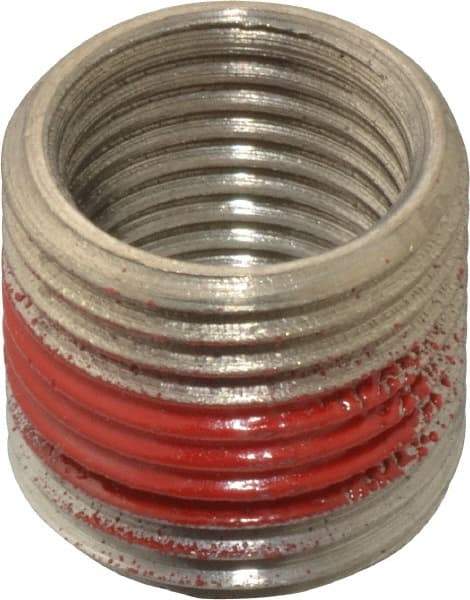 Made in USA - 1/2-20 Internal, 5/8-18 External, UNF, 19/32" Insert Length, Thread Locking Repair Inserts - Stainless Steel, Bright Finish, Grade 303 - Exact Tool & Supply