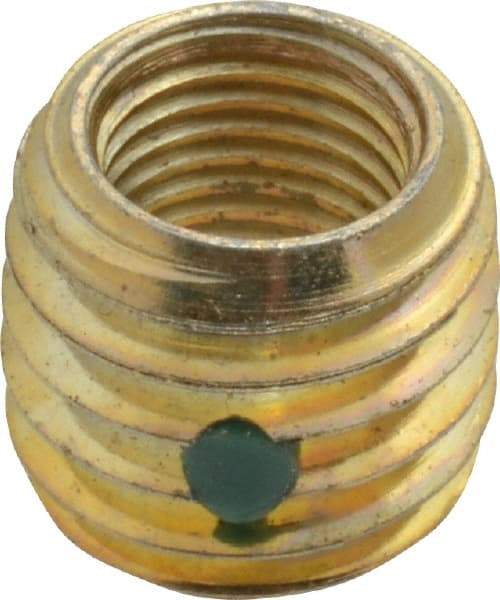 Made in USA - 3/8-24 Internal, 9/16-12 External, UNF, 33/64" Insert Length, Thread Locking Repair Inserts - Carbon Steel, Zinc Plate Finish, Grade 303 - Exact Tool & Supply