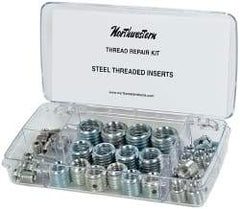 Made in USA - 44 Inserts, #10 - 3/4 Internal Thread, 3/8-16, 1-8 UNC, Steel, Thread Repair Kit - Exact Tool & Supply