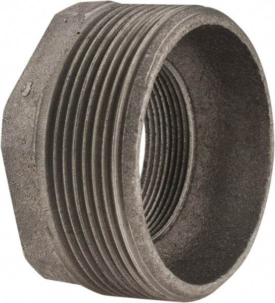 Made in USA - Size 3 x 2", Class 150, Cast Iron Black Pipe Hex Bushing - 300 psi, Threaded End Connection - Exact Tool & Supply