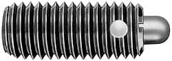 TE-CO - 10-32, 3/4" Thread Length, 1/8" Plunger Projection, Zinc Plated Steel Threaded Spring Plunger - Exact Tool & Supply