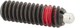 TE-CO - 1/4-20, 3/4" Thread Length, 1/8" Plunger Projection, Zinc Plated Steel Threaded Spring Plunger - Exact Tool & Supply