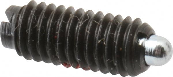 TE-CO - 10-32, 15/32" Thread Length, 0.065" Plunger Projection, Zinc Plated Steel Threaded Spring Plunger - Exact Tool & Supply