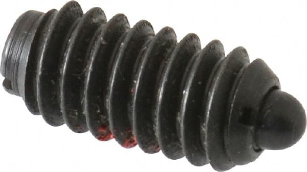 TE-CO - 1/4-20, 17/32" Thread Length, 0.078" Plunger Projection, Steel Threaded Spring Plunger - Exact Tool & Supply