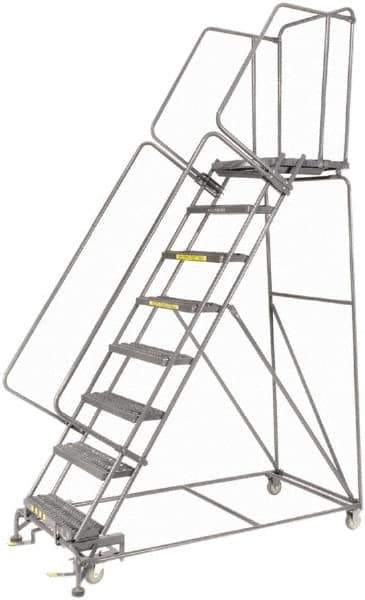 Ballymore - 113" 8 Step Ladder - 450 Lb Capacity, 80" Platform Height, 24" Base Width x 68" Depth, Heavy-Duty Serrated Grating - Exact Tool & Supply