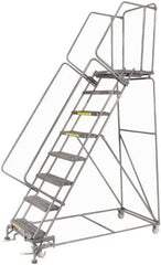 Ballymore - 113" 8 Step Ladder - 450 Lb Capacity, 80" Platform Height, 24" Base Width x 68" Depth, Heavy-Duty Serrated Grating - Exact Tool & Supply