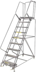Ballymore - 123" 9 Step Ladder - 450 Lb Capacity, 90" Platform Height, 32" Base Width x 75" Depth, Expanded Metal Tread - Exact Tool & Supply