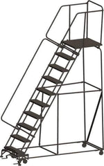 Ballymore - 133" 10 Step Ladder - 450 Lb Capacity, 100" Platform Height, 32" Base Width x 88" Depth, Expanded Metal Tread - Exact Tool & Supply