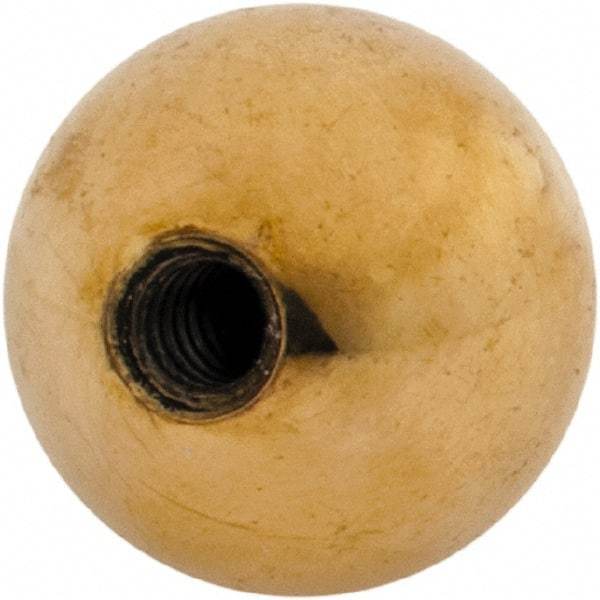 Gibraltar - 10-24 Thread, 3/4" Diam, Threaded Hole Ball Knob - Natural, Brass, Smooth Grip, 3/8" Hole Depth - Exact Tool & Supply