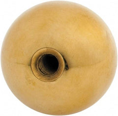 Gibraltar - 10-24 Thread, 1" Diam, Threaded Hole Ball Knob - Natural, Brass, Smooth Grip, 3/8" Hole Depth - Exact Tool & Supply