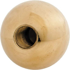 Gibraltar - 7/16-20 Thread, 1.38" Diam, Threaded Hole Ball Knob - Natural, Brass, Smooth Grip, 5/8" Hole Depth - Exact Tool & Supply