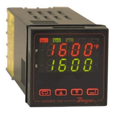 Dwyer - -350 to 4,208°F 1/16 DIN Temperature/Process Control - Dual 4-Digit LCD Display, Fuzzy Logic PID Control, 100-240 VAC/VDC - Exact Tool & Supply