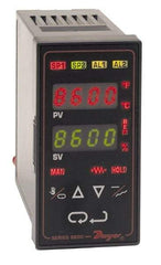 Dwyer - -350 to 3,200°F 1/8 DIN Temperature/Process Control - Dual 4-Digit LCD Display, Fuzzy Logic PID Control, 100-240 VAC/VDC - Exact Tool & Supply
