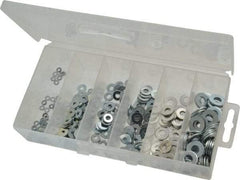 Value Collection - 400 Piece, No. 2, 1/4" Screw, Steel SAE Flat Washer Assortment - Includes 1/4 to 10" Screw & Plastic Case - Exact Tool & Supply