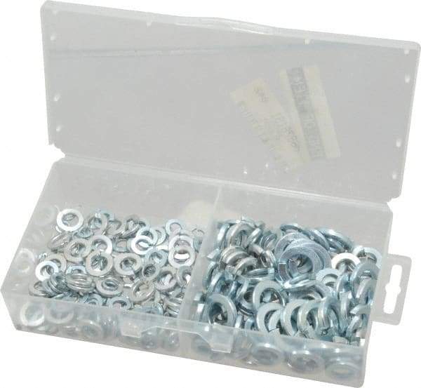 Value Collection - 235 Piece, 3/16 to 1/2" Screw, Steel Lock Washer Assortment - Includes 3/16 to 1/2" Screw & Plastic Case - Exact Tool & Supply