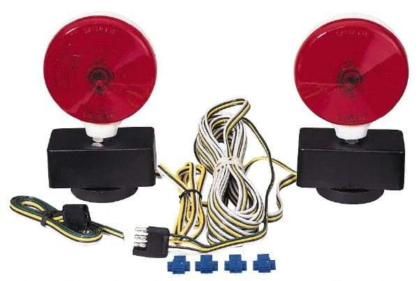 Peterson - 4-1/8" Long x 4-1/8" Wide Red Towing Lights - 12 Volt, Plastic - Exact Tool & Supply