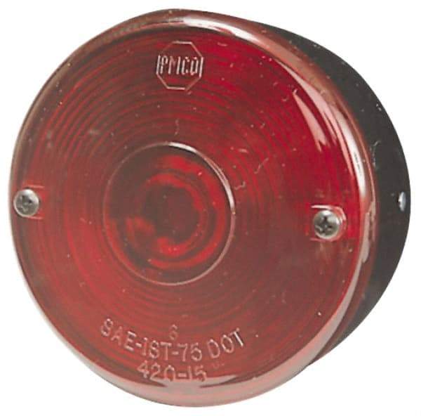 Peterson - 3-3/4" Diam, Red Lens & Reflector - Plastic, 12 Volt - Exact Tool & Supply