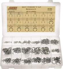Made in USA - 565 Piece, 1/8 to 3/4", Steel, E Style External Retaining Ring Assortment - Includes Compartmented Case - Exact Tool & Supply